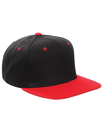 Yupoong Checked Flanell Peak Snapback Cap Schwarz Rot