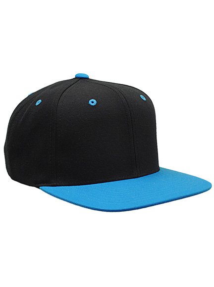 Yupoong Snapback Cap Schwarz / Neonblau Snapback Cap Baseball-Cap