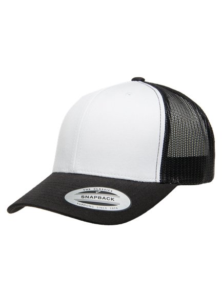 Retro 6606CF Yupoong Weiß-Schwarz - Trucker Modell Caps Cap Trucker in