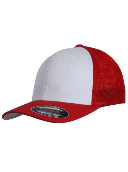 Flexfit Mesh Trucker Modell 6511CF - Trucker in Weiß-Rot Caps Cap Trucker