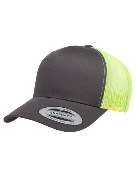 Yupoong Retro Modell 6606T Trucker Caps in Grey-Neonyellow - Trucker Cap