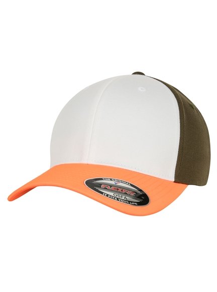 Flexfit 3-Tone Modell 6277TT Baseball Caps in Neonorange-Olive - Baseball  Cap