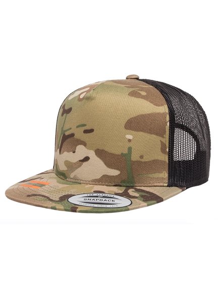 Yupoong Flat 5 Panel Multicam Modell 6006mc Trucker Caps In Camouflage Trucker Cap