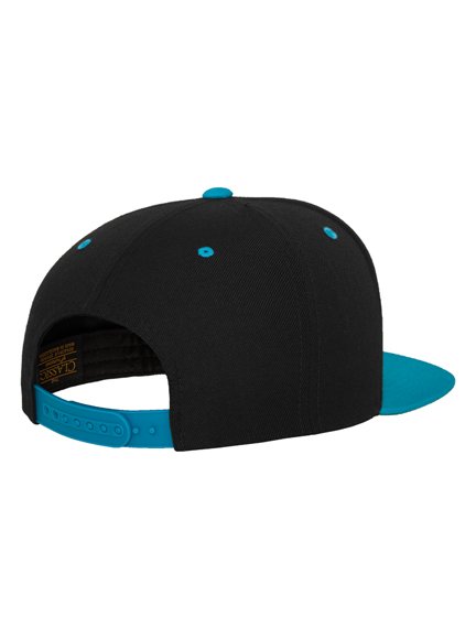 Yupoong Snapback Cap Schwarz / Neonblau Snapback Cap Baseball-Cap