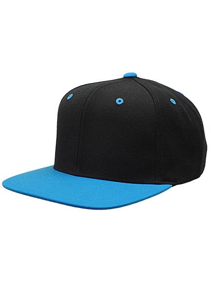Yupoong Snapback Cap Schwarz / Neonblau Snapback Cap Baseball-Cap